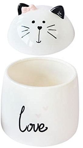 UPKOCH Pot De Rangement En Céramique Pots De Pop- Kawaii Plat De Bijoux Pot En Céramique Avec Couvercle Pot De Stockage D'assaisonnements Pots De Sucre Sucrier Chat Chanceux Statue Enfant