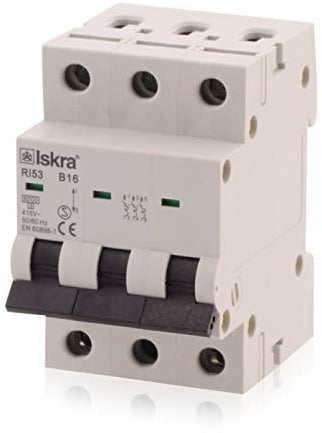 Sicherungsautomat Leitungsschutzschalter MCB Eco-Line, 16A, Typ B, 3-polig, 400V, bietet effektiven Schutz, 5 Stück