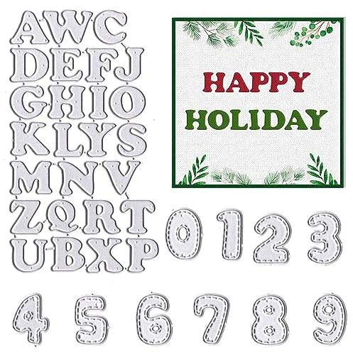 ABTOLS Metal Lowercase Capital 26 Alphabet Letters Die Cuts for Card Making, Number Words Cutting Dies Sets Alphabets Dies Embossing Stencils Template Mould for Card Scrapbooking Paper Card Decor