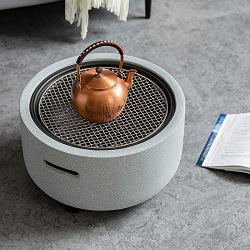 3-in-1-Feuerstelle, Tisch und Grill, Tisch-Kohlenbecken, Garten-Terrassenheizung/Grill/Eisgrube für Camping, Wohnzimmer, Außenterrasse, Steinoptik, S