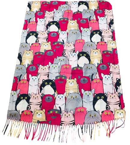 Toocool Unisex Katzen Stola Fransen Schal Halstuch Halswärmer EM-3579, Fuchsia, Einheitsgröße