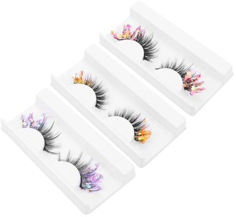 Ipetboom 3paires Faux Cils Colorés Avec Paillettes Fluo Faux Cils Naturels Pour Et Maquillage Éblouissant