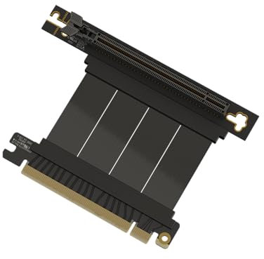 LINKUP - AVA5 PCIE 5.0 Riser Cable | RTX5090 RX9070 GPU Ready | x16 128GB/s Speed | Compatible with PCIe 4.0 & WRX80/WRX90E | Right Angle, Black 5cm (Total Length 9cm)