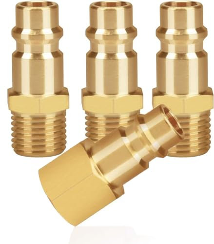 4 Pcs Druckluftkupplung Euro mit 3Pcs Außengewinde 1/4 Messing AG 1/4 Zoll/1 Pcs Innengewinde 1/4 Messing IG 1/4 Zoll,Kupplungsstecker Kupplungsdose Schlauchstecker Ventilsteckdose Gewindestecker