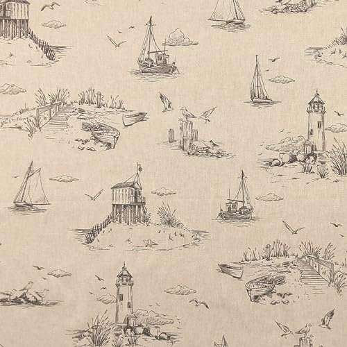 Panini Tessuti, Panama-Stoff, Motiv: maritime Landschaft, Meterware, feste Breite 140 cm; 1 Einheit = 50 cm; 2 Stück = 100 cm – Möbel, Stühle, Sofas, DIY