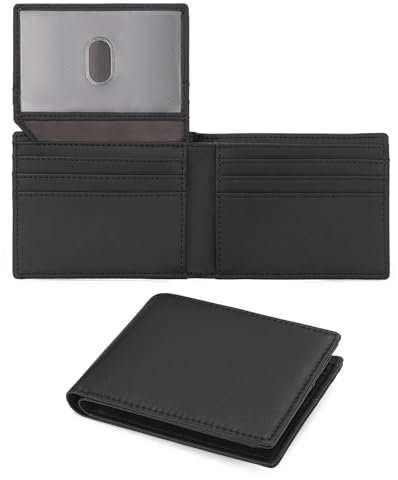GAEKEAO Portafoglio Uomo Pelle con Blocco RFID, Portafoglio Uomo Piccolo con Portamonete, Finestra ID, Scomparti Banconote, Portacarte di Credito Confezione Regalo