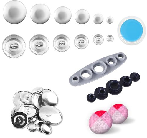 120 Stück Knopfabdeckungen, Cover Buttons Set mit 6 Größen, Stoff Überzogene Knöpfe zum Beziehen mit Stoff mit 2 Installationswerkzeugen zum Herstellen Eigener Knöpfe für Kunsthandwerk