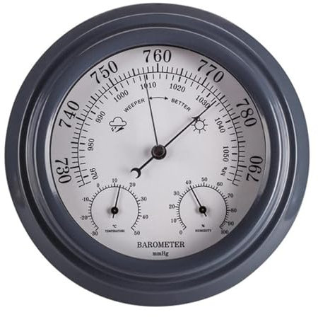 Barometer, Dial Type Weather Station, Weather Barometer,Wall Mounted Barometer,3 in 1 Thermometer Hygrometer Weather Station, Black