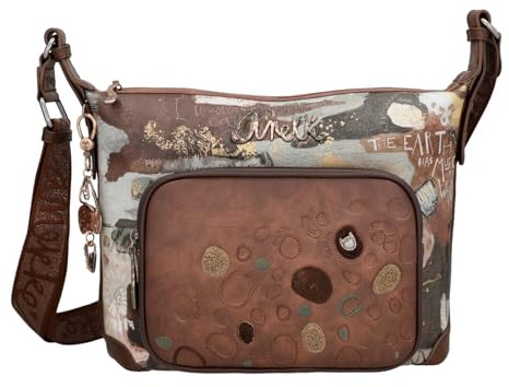 Anekke Große Umhängetasche mit Außentaschen, großes Fassungsvermögen, Umhängetasche, Maße: 27/24/10 cm, Zubehör und Accessoires für Damen, Mehrfarbig