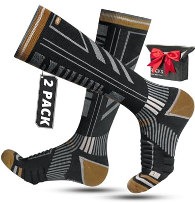 Rahhint Merinowolle Thermo Skisocken Herren 43-46, kompressionssocken, kniestrümpfe Männer Snowboard Socken, (2 paar)