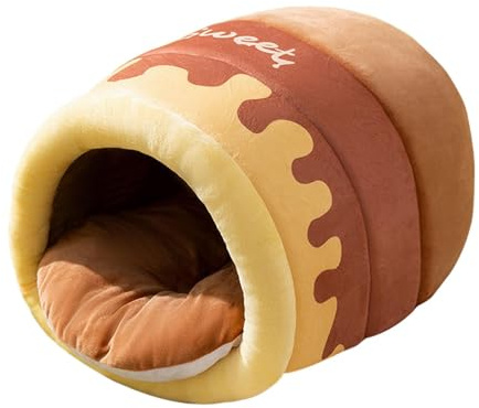 Folpus Honey Pot Katzenbett, Katzenversteck, selbstwärmendes Kleintierhaus, Hundenest für Zwergspitz-Chihuahua-Welpen, S Brown