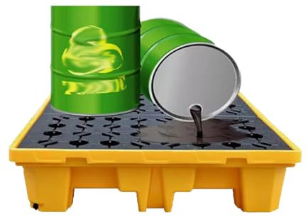 XPLKQXE Plattform Zur Auffangvorrichtung Für 1/2 Fässer, Modulare, Abnehmbare, Auslaufsichere Ölfasswanne, Kunststoff-Auffangpalette Stapelbehälter Fabrikgaragen(25.8x14.2x4.7in)