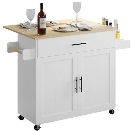 Cenz-888 Estante de Almacenamiento de Cocina Carro de Almacenamiento de Cocina, Mesa de Isla de Cocina rodante con Ruedas y Hoja abatible Mesa Isla para Cocina