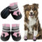 Muecleao Hundeschuhe Pfotenschutz, 4 Stück Wasserdicht Anti-Rutsch Hundestiefel mit Rutschfester Sohle und reflektierendem Klettverschluss, Hunde Schuhe für kleine, Mittlere und Große Hunde (Rosa, M)