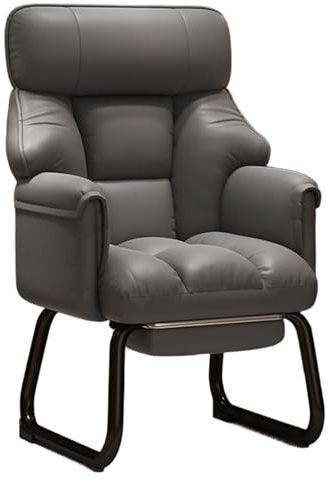 Ledersessel mit Pedalen 5 Fach Verstellbare Rückenlehne Nordischer Freizeit Sofastuhl Gewölbte Füße Relaxsessel Für Wohnzimmer, Schlafzimmer(Black)