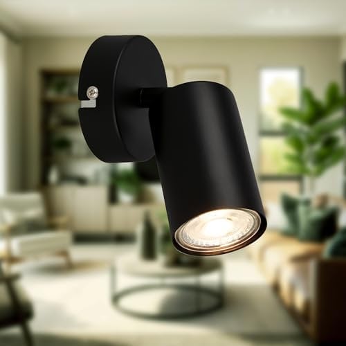 B.K.Licht - EEK A LED Wandleuchte innen schwenkbar, 3000K warmweiß, 2W, 450 Lumen, ca. 50.000h Licht, Leselampe, Wohnzimmerlampe, Lampe, Wandlampe, Küchenlampe, Flurlampe, 8x15,5 cm, Schwarz