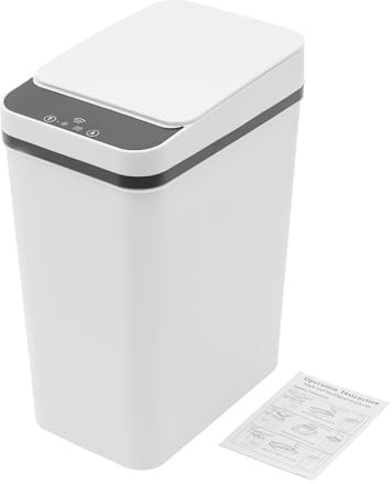 Poubelle avec capteur - 12L Poubelle électrique avec couvercle pour la cuisine - Poubelle automatique pour cuisine, salle de bain, chambre et hôtel - Blanc Sans bruit (Gris)