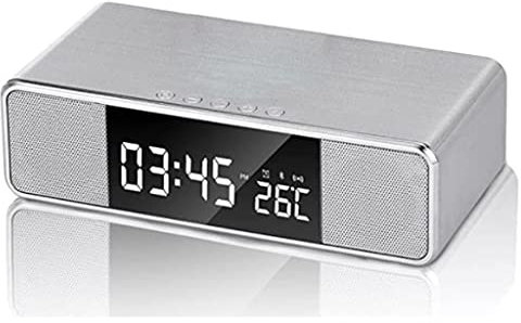 OWOHYG Digitaler Wecker mit Ladelautsprechern FM-Radio Dimmbarer Wecker