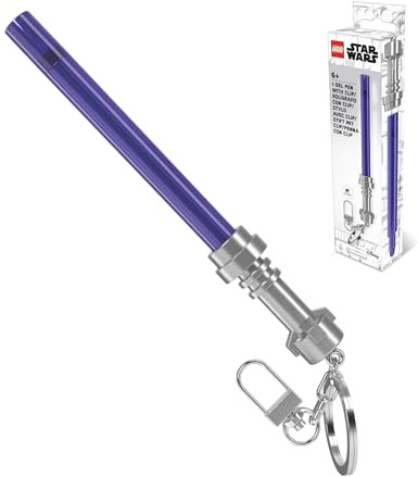 IQ LEGO Star Wars Lichtschwert-Gelschreiber mit Clip, Violett (53516) | Glattes Schreiben, violette Tinte, nachfüllbar