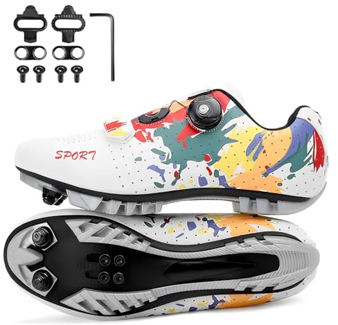 Surwin Fahrradschuhe Herren Damen MTB, Aquarell Unisex Mountainbike Schuhe MTB Schuhe Radsportschuhe Atmungsaktive Reitschuhe Bikeschuhe Mountainbikeschuh, GanzjäHrig Einsetzbar