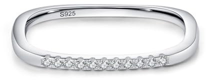 Aotiwe Silber Ring Damen 925, Promise Ring Beste Freundin Silber Quadratischer Ring mit Diamantreihe mit Rundschliff Weiß Zirkonia Größe 52 (16.6)