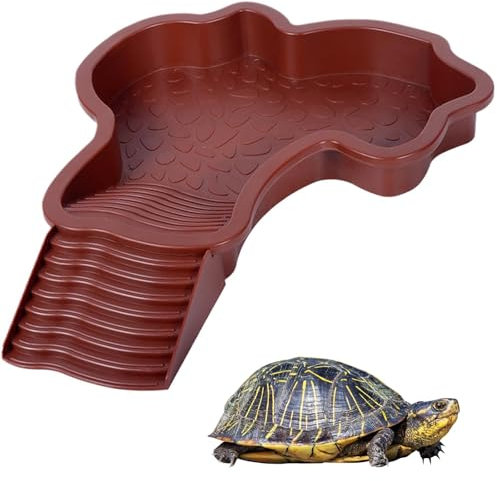 Generico de Agua para Piscina con Rampa 35x28cm Comedero para Reptiles Cuenco para Reptiles Cuenco para Reptiles Antideslizante con Drenaje para Tortugas Reptiles