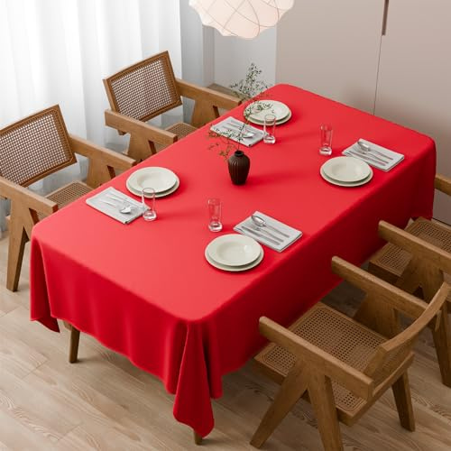 Zdada Red Rectangular Polyester Table Cloths 300x150cm(118x59Inch) | Extra Large Rectangle Washable Table Cloth Long Polyester Fabric Tablecloth for Wedding Banquet Party Home Dining Table Cover