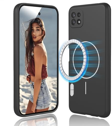 DESSEN Coque Magnetic pour Samsung Galaxy A22 5G Étui - Housse en Silicone Liquide Souple, Antichoc Protection Caméra Case, Compatible avec Accessoires Magnétiques, Noir