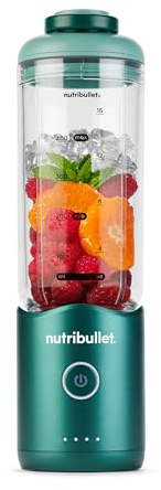 nutribullet Flex 590ml - Batidora Portátil para Smoothies con Tapa con Boquilla y Asa, Picadora, Tritura Hielo y Frutas Congeladas, USB-C, Vaso sin BPA, Fácil de Limpiar, Verde Bosque (NBP013GR)