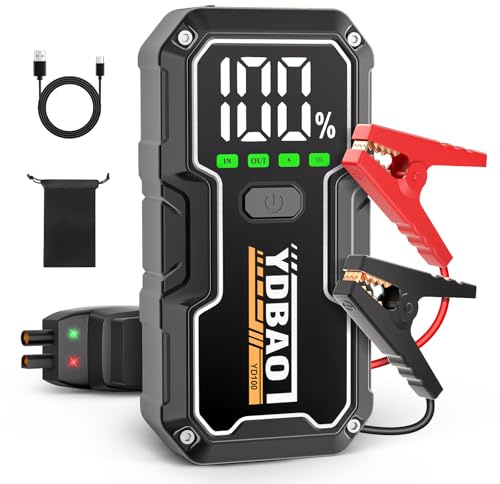 Starthilfe Powerbank für PKW 10000A 12V Starthilfegeräte für Autobatterien | Starter Powerbank Mit großen Bildschirm und LED Leuchte Tragbarer Booster für alle Benzin oder bis zu 10,0L Diesel