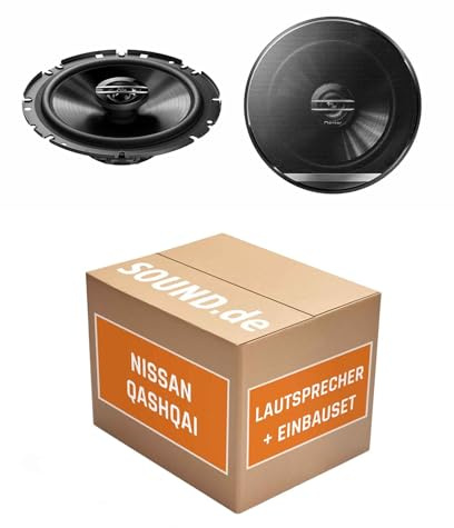 Lautsprecher Boxen Einbaupaket für Pioneer TS-G1720F kompatibel mit Nissan Qashqai J11 vorne | 2X Tief-Mitteltöner mit integriertem Hochtöner 300W MAX