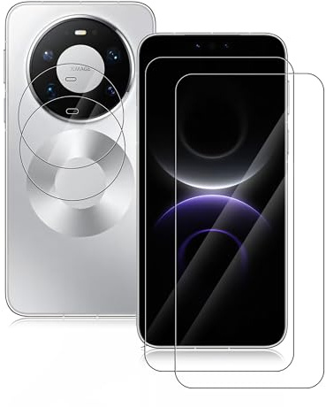 2er-Pack Displayschutzfolie aus gehärtetem Glas + 2er-Pack Objektivschutz für Huawei Mate 80 Pro Max, 9H Härte, vollständige Abdeckung, stoßfest, Anti-Fingerabdruck, Schutzset für Smartphones