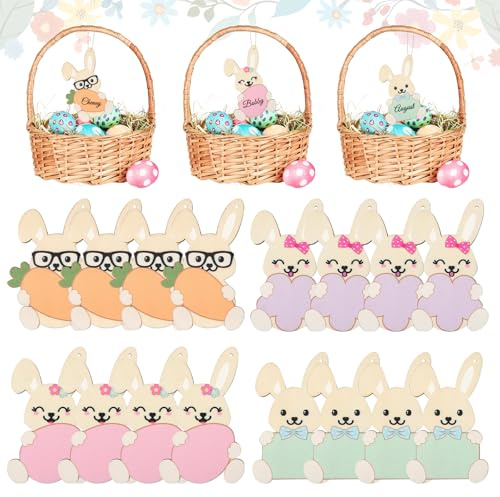 SPERMUOY Geschenkanhänger ostern,16 Stück Frohe ostern anhänger für Geschenkverpackung,Osterdeko Etiketten zum Beschriften, geschenkanhänger für Ostergeschenke DIY