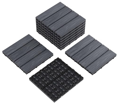 Crevyteg Dalle Composite extensionérieure pour décoration Murale – Imperméable, antidérapante, Aspect Bois, Installation Facile – Résistante aux intempéries – Idéale terrasse, Balcon, Jardin, Piscine