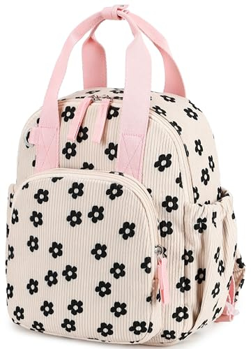 LEDAOU Kinderrucksack, Wasserdicht, für Kinder 2-4 Jahre, Kita und Schule, Jungen und Mädchen (Kleine schwarze Blumen)