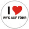 INDIGOS UG Aufkleber - Sticker - Autoaufkleber - I Love Wyk auf Föhr - 8 cm Durchmesser rund - JDM - Die Cut - OEM - Auto - Heckscheibe - aussenklebend, rund, Auto LKW Truck Stadt
