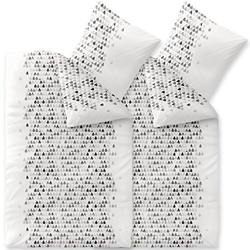 CelinaTex Touchme Biber Bettwäsche 135 x 200 cm 4teilig Baumwolle Bettbezug Rabea Herz weiß grau schwarz