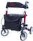 FabaCare Premium Alu-Rollator Set, Leichtgewicht-Reiserollator mit Vollausstattung, 3-fach faltbar für Kofferraum, Reise und Flug, Höhe verstellbar, (Rot)