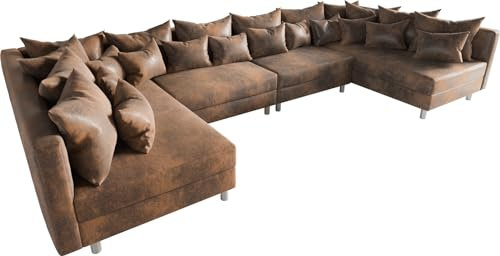 DELIFE Couch Clovis XL Braun Antik Optik Wohnlandschaft Modulsofa