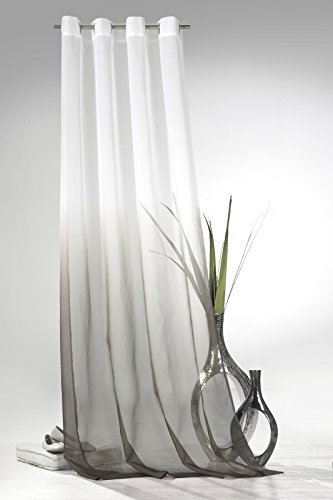 heimtexland ® Ösenschal m. Farbverlauf in grau braun HxB 245x135 cm Voile transparent - ÖKOTEX geprüft - Gardine Vorhang Dekoschal Typ501