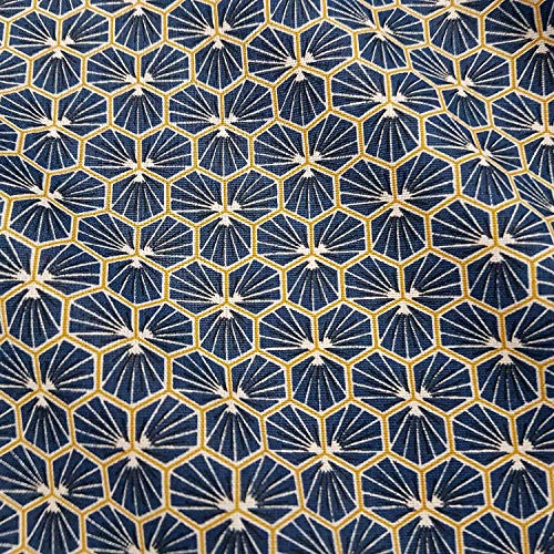 Stoff Baumwollstoff Meterware blau dunkelblau marine Blumen Waben Blüten Sechseck geometrische Figur Neu