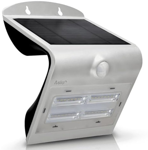 ASLO - Projecteur Led Solaire Gris LED 3.2W 400 Lm Spot Détecteur de mouvements 3 fonctions IP65 Applique led Etanche Anti-UV