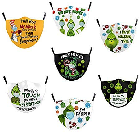 Youning Unisex Mundschutz mit Motiv Weihnachten 3D Druck Lustig Motive Mund und Nasenschutz Staubschutz mit Filters Waschbar Widerverwendbar Multifunktionstuch Bandana Halstuch (7 PCS)