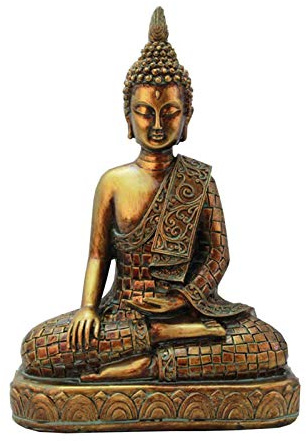 Siunwdiy Buddha Figur Thai Buddha Statue Dekofigur Zen Buddha Retro Sitzend Meditierend Skulptur Ornamente Innen Zuhause Dekoration Geschenk,Gold