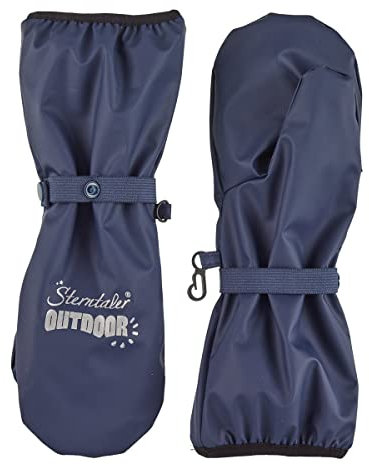 Sterntaler Handschuh mit Stulpe uni - Jungen Matsch Handschuhe mit langem Schaft, verschweißten Nähten und reflektierendem Detail - gefütterte Baby und Kinder Regen Fäustlinge, marine, Größe 4