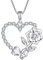 starchenie Collier Coeur Rose Collier Fleur Pendentif en Argent 925 pour Femme