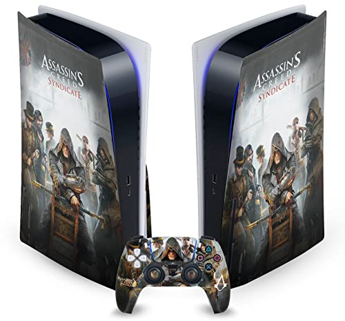 Head Case Designs Offizielle Assassin's Creed Key Art Syndikat Grafiken Vinyl Frontplatte Haut Gaming Aufkleber kompatibel mit Sony PlayStation 5 PS5 Disc Edition Console & DualSense Controller