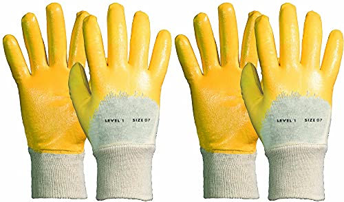 Novatool 2 Paar Arbeitshandschuhe Herren I Grö0e 9 I Nitril | Ölabweisend I EN388:2016 3111X I Montagehandschuhe Schutzhandschuhe Strong Hand Handschuhe Gelb
