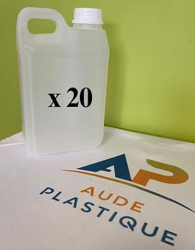 Générique Bidon 2 litres Blanc Naturel Translucide (Bouchon Blanc) - Contenant de Liquide - Polyéthylène - Gazole - White - 2 liters