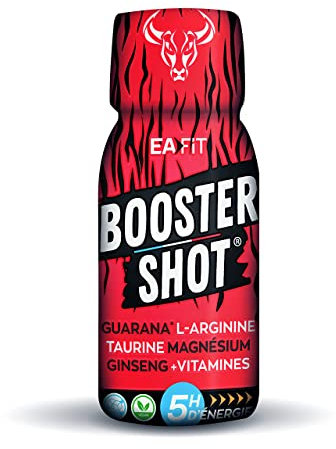 EAFIT BOOSTER SHOT - 60 ml - 5h d'énergie Immédiate - Sans Sucre - Saveur Mangue - Certifié VEGAN - Marque Française - Certifié Anti-Dopage